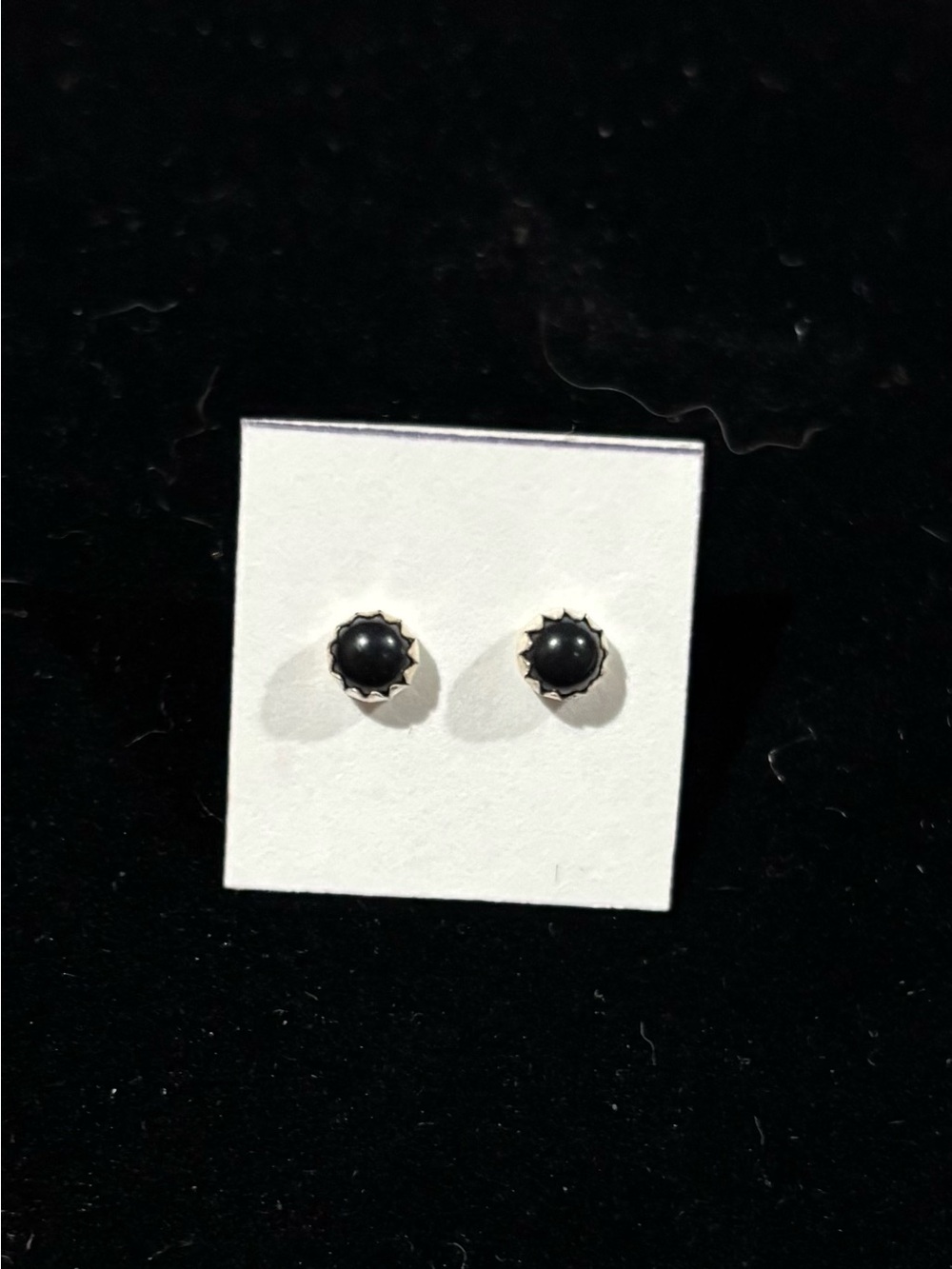 Navajo handmade Onyx earrings, set in silver